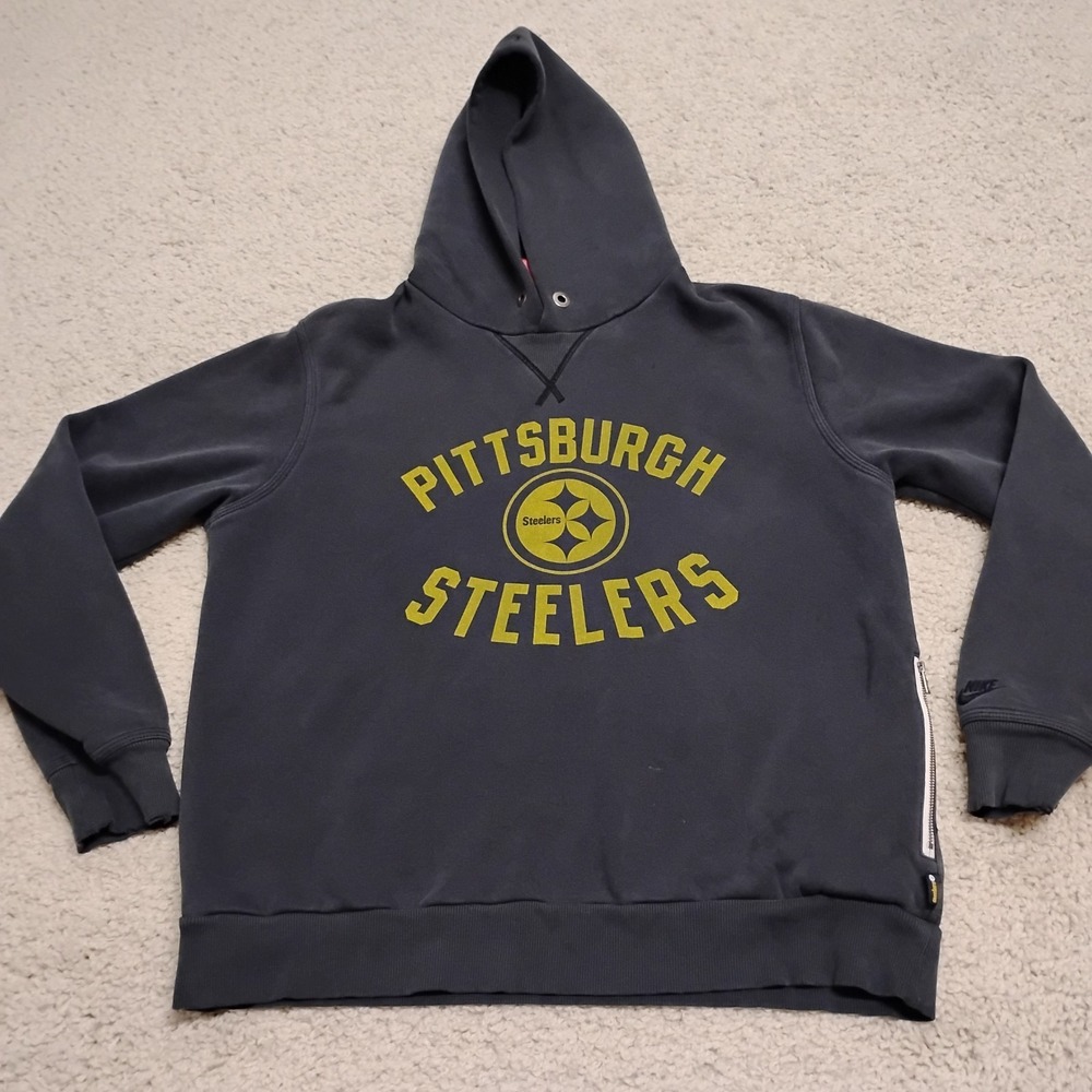 Pittsburgh Steelers Jacket Mens Large Black Nike Sweatshirt Hoodie Football Logo
